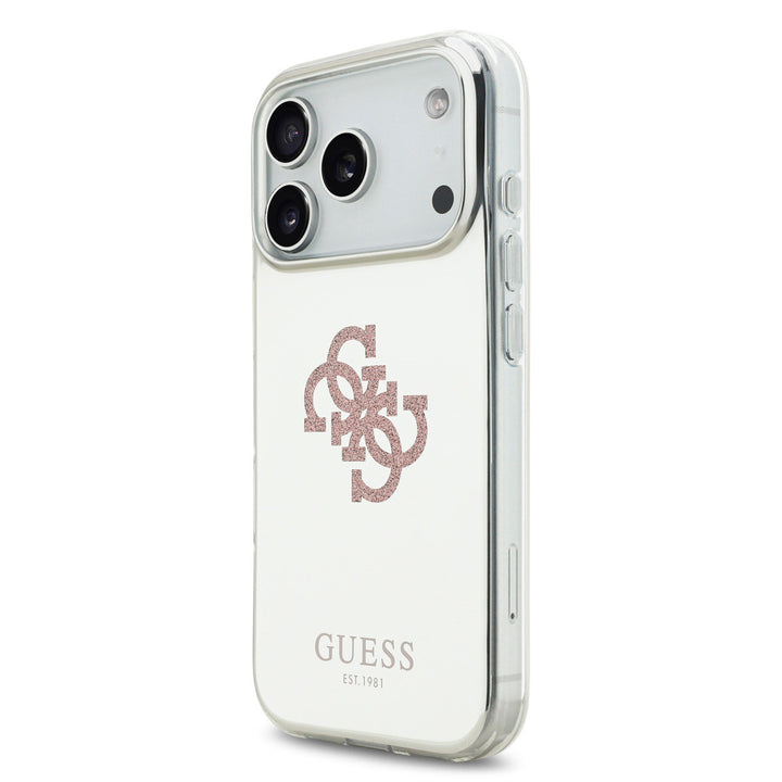 Guess iPhone 17 Pro Backcover hoesje - MagSafe - Mirror Case With Big 4G Glittern Logo - Roze-Hoesjes-Ilumina Benelux