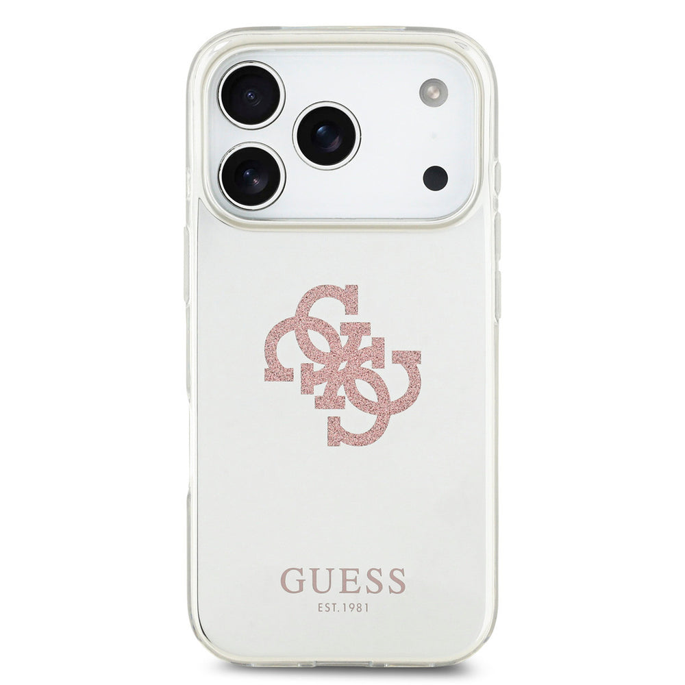 Guess iPhone 17 Pro Backcover hoesje - MagSafe - Mirror Case With Big 4G Glittern Logo - Roze-Hoesjes-Ilumina Benelux