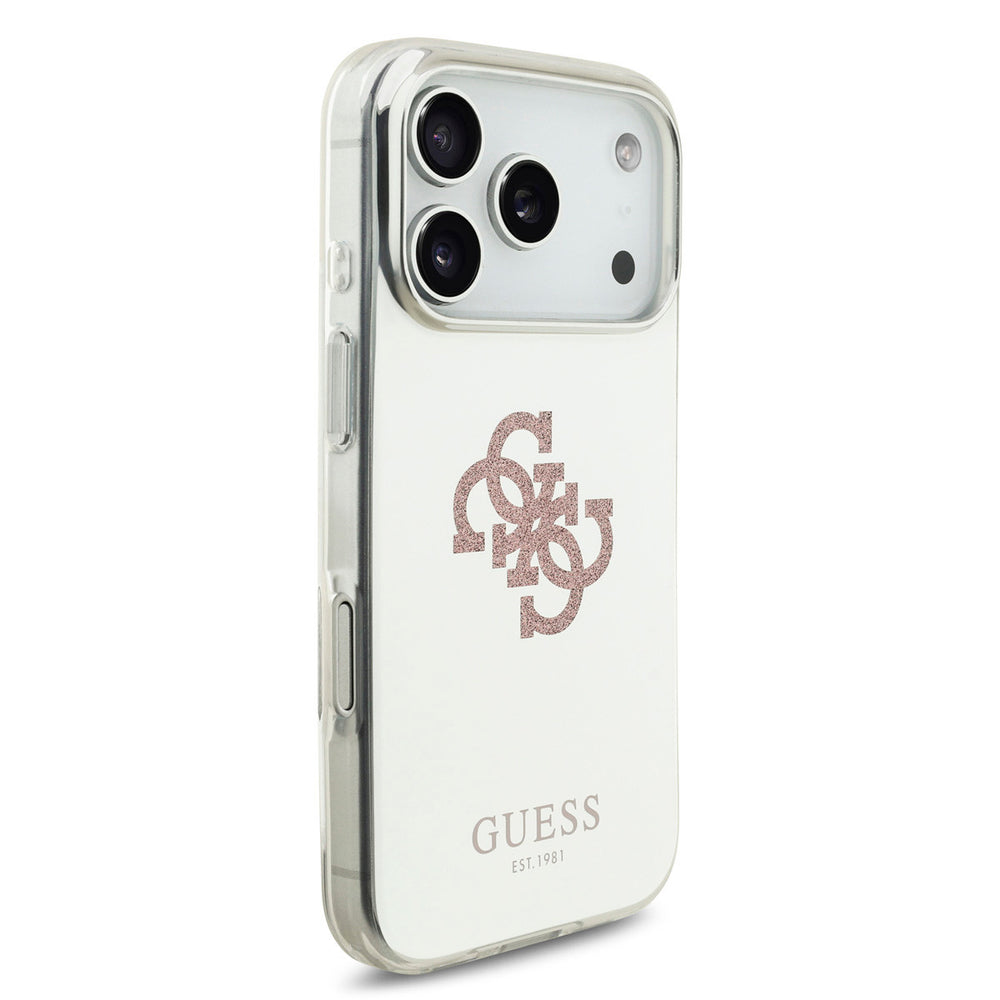 Guess iPhone 17 Pro Backcover hoesje - MagSafe - Mirror Case With Big 4G Glittern Logo - Roze-Hoesjes-Ilumina Benelux