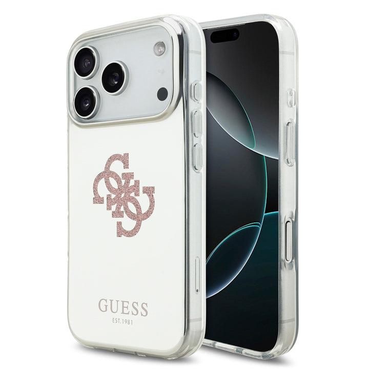 Guess iPhone 17 Pro Backcover hoesje - MagSafe - Mirror Case With Big 4G Glittern Logo - Roze-Hoesjes-Ilumina Benelux