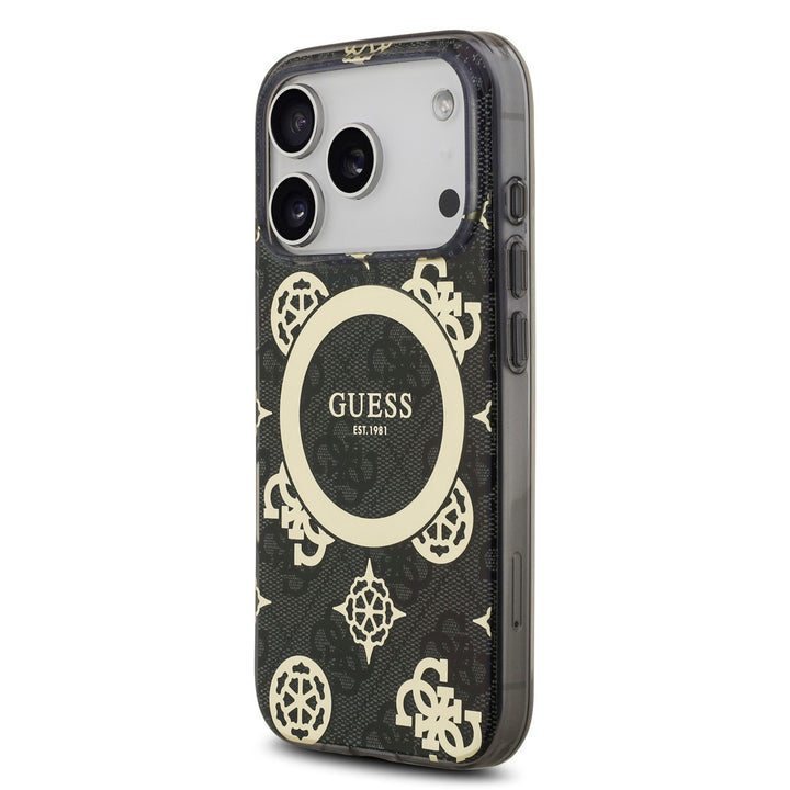 Guess iPhone 17 Pro Backcover hoesje - MagSafe - Peony on 4G Background - Zwart-Hoesjes-Ilumina Benelux