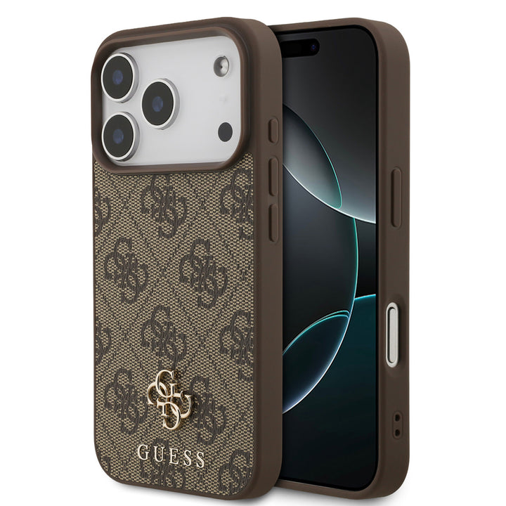 Guess iPhone 17 Pro Backcover hoesje - MagSafe - Small 4G & Classic Metal Logo - Bruin-Hoesjes-Ilumina Benelux