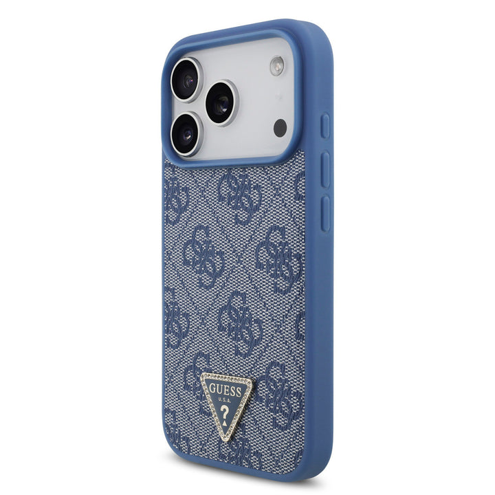 Guess iPhone 17 Pro Backcover hoesje - MagSafe With Crossbody Lanyard - 4G Triangle Logo - Blauw-Hoesjes-Ilumina Benelux