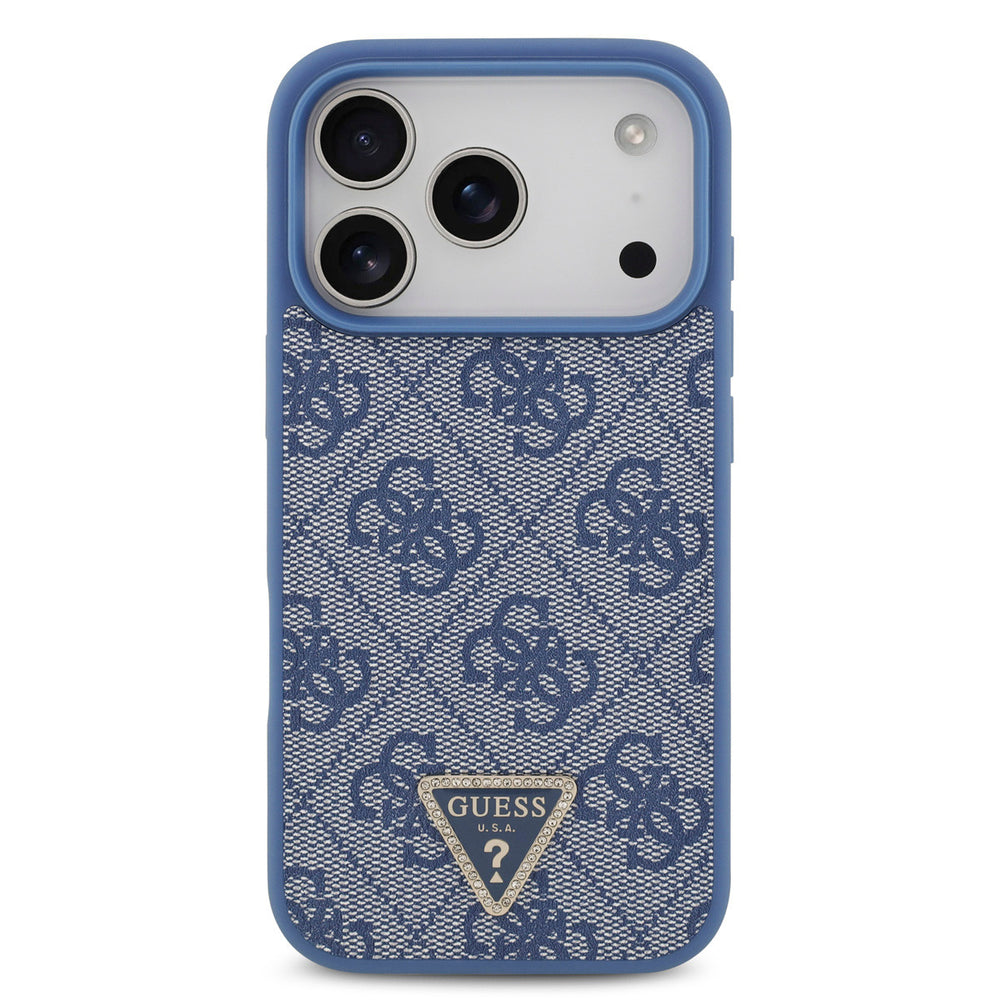 Guess iPhone 17 Pro Backcover hoesje - MagSafe With Crossbody Lanyard - 4G Triangle Logo - Blauw-Hoesjes-Ilumina Benelux