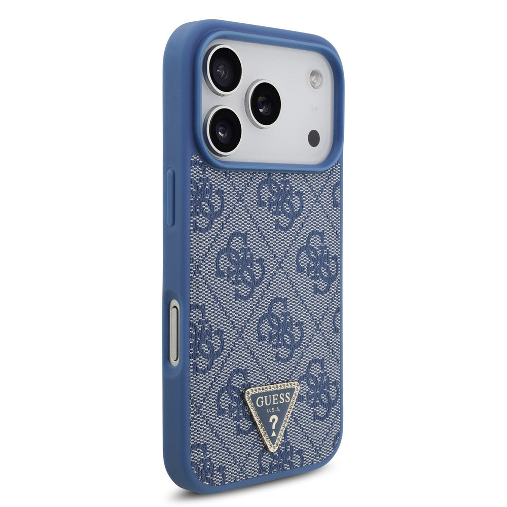 Guess iPhone 17 Pro Backcover hoesje - MagSafe With Crossbody Lanyard - 4G Triangle Logo - Blauw-Hoesjes-Ilumina Benelux