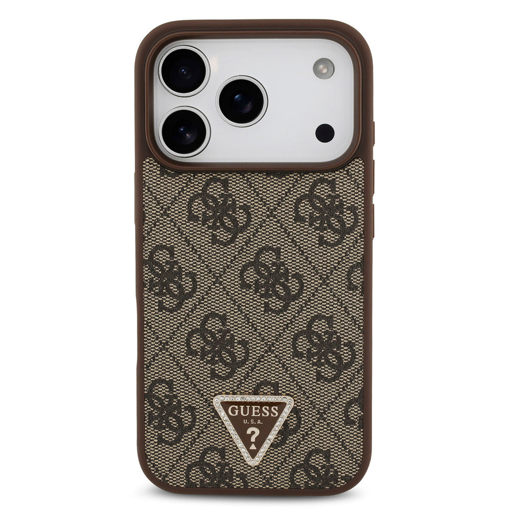 Guess iPhone 17 Pro Backcover hoesje - MagSafe With Crossbody Lanyard - 4G Triangle Logo - Bruin-Hoesjes-Ilumina Benelux