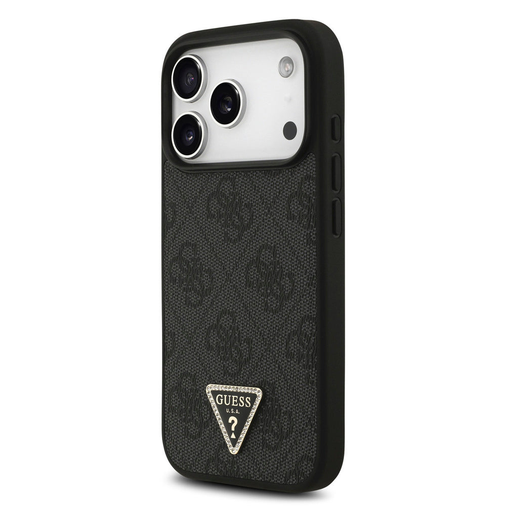 Guess iPhone 17 Pro Backcover hoesje - MagSafe With Crossbody Lanyard - 4G Triangle Logo - Zwart-Hoesjes-Ilumina Benelux
