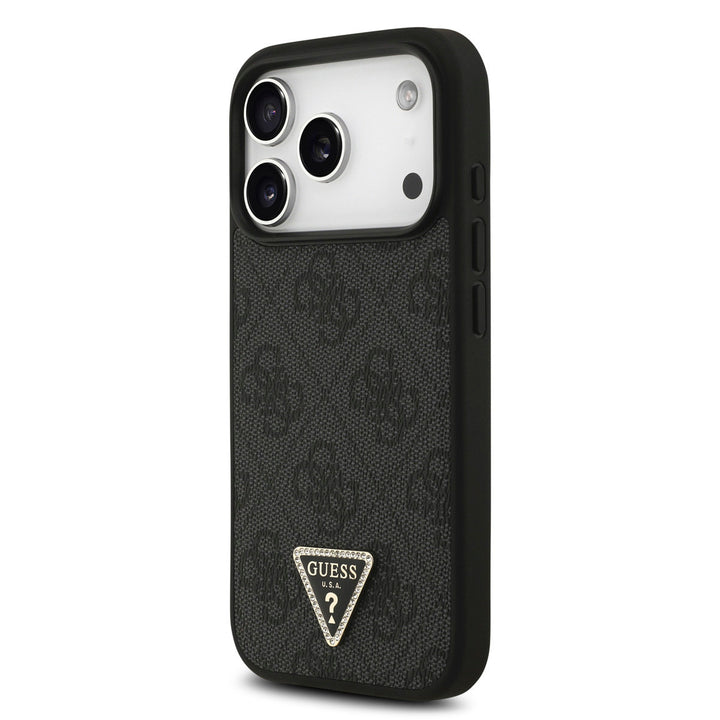 Guess iPhone 17 Pro Backcover hoesje - MagSafe With Crossbody Lanyard - 4G Triangle Logo - Zwart-Hoesjes-Ilumina Benelux