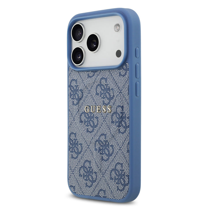 Guess iPhone 17 Pro Backcover hoesje - Magsafe PU Leather - 4G Classic Logo - Blauw-Hoesjes-Ilumina Benelux