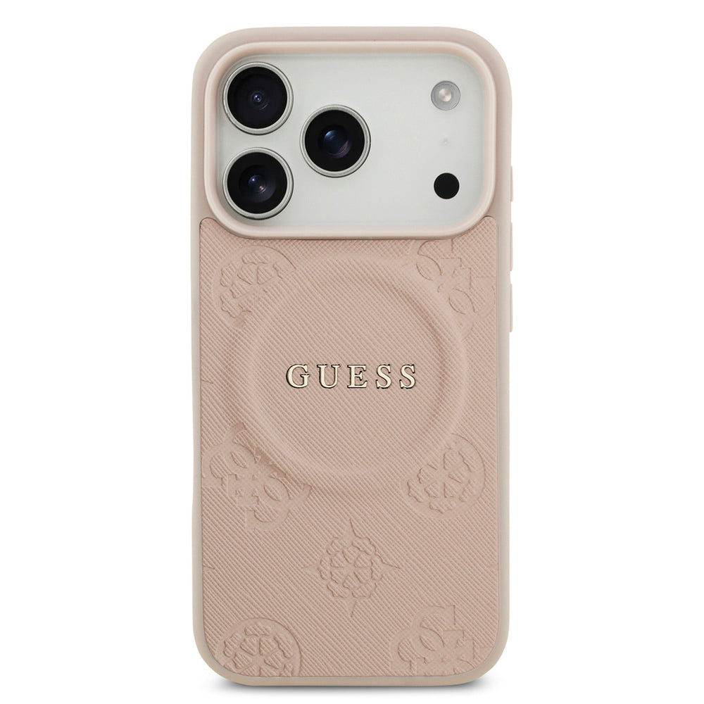 Guess iPhone 17 Pro Backcover hoesje - Magsafe PU Leather - Peony Hot Stamp - Roze-Hoesjes-Ilumina Benelux