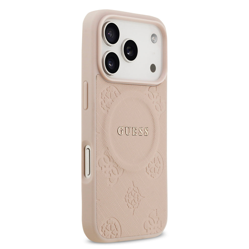 Guess iPhone 17 Pro Backcover hoesje - Magsafe PU Leather - Peony Hot Stamp - Roze-Hoesjes-Ilumina Benelux