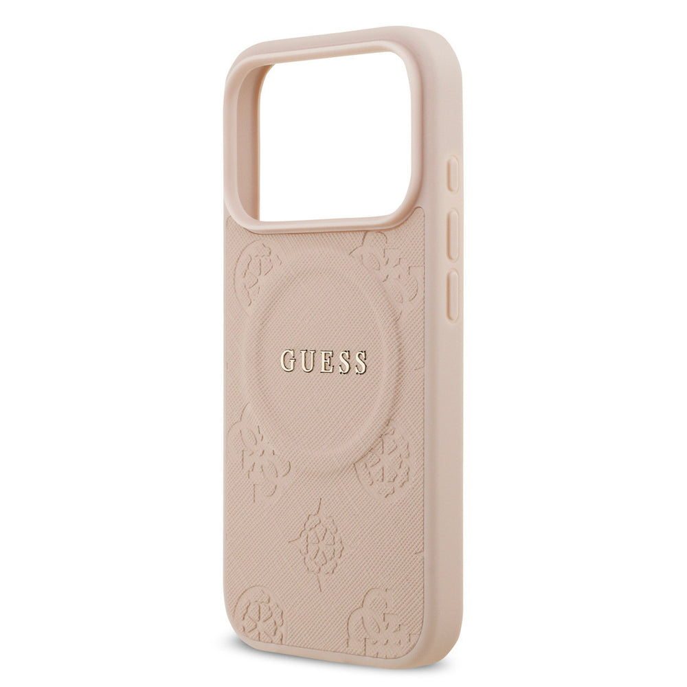 Guess iPhone 17 Pro Backcover hoesje - Magsafe PU Leather - Peony Hot Stamp - Roze-Hoesjes-Ilumina Benelux