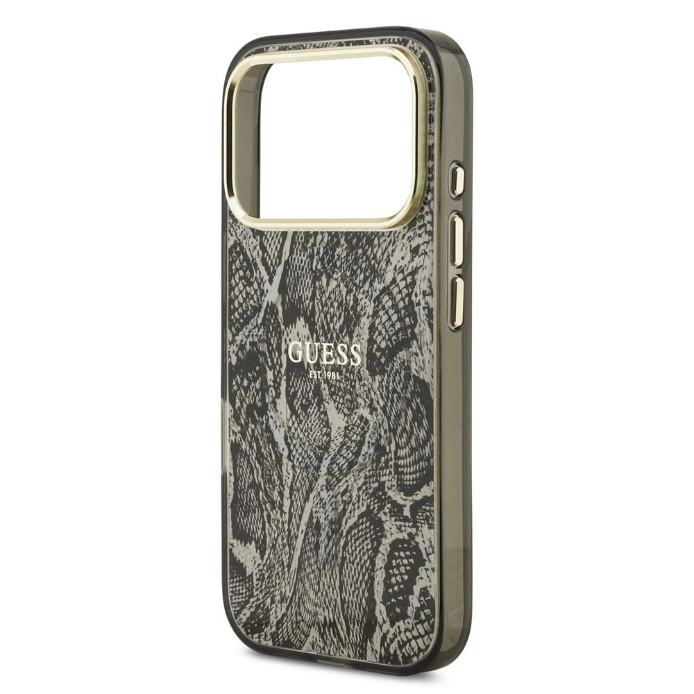 Guess iPhone 17 Pro Backcover hoesje - Magsafe - Python Pattern - Zwart-Hoesjes-Ilumina Benelux