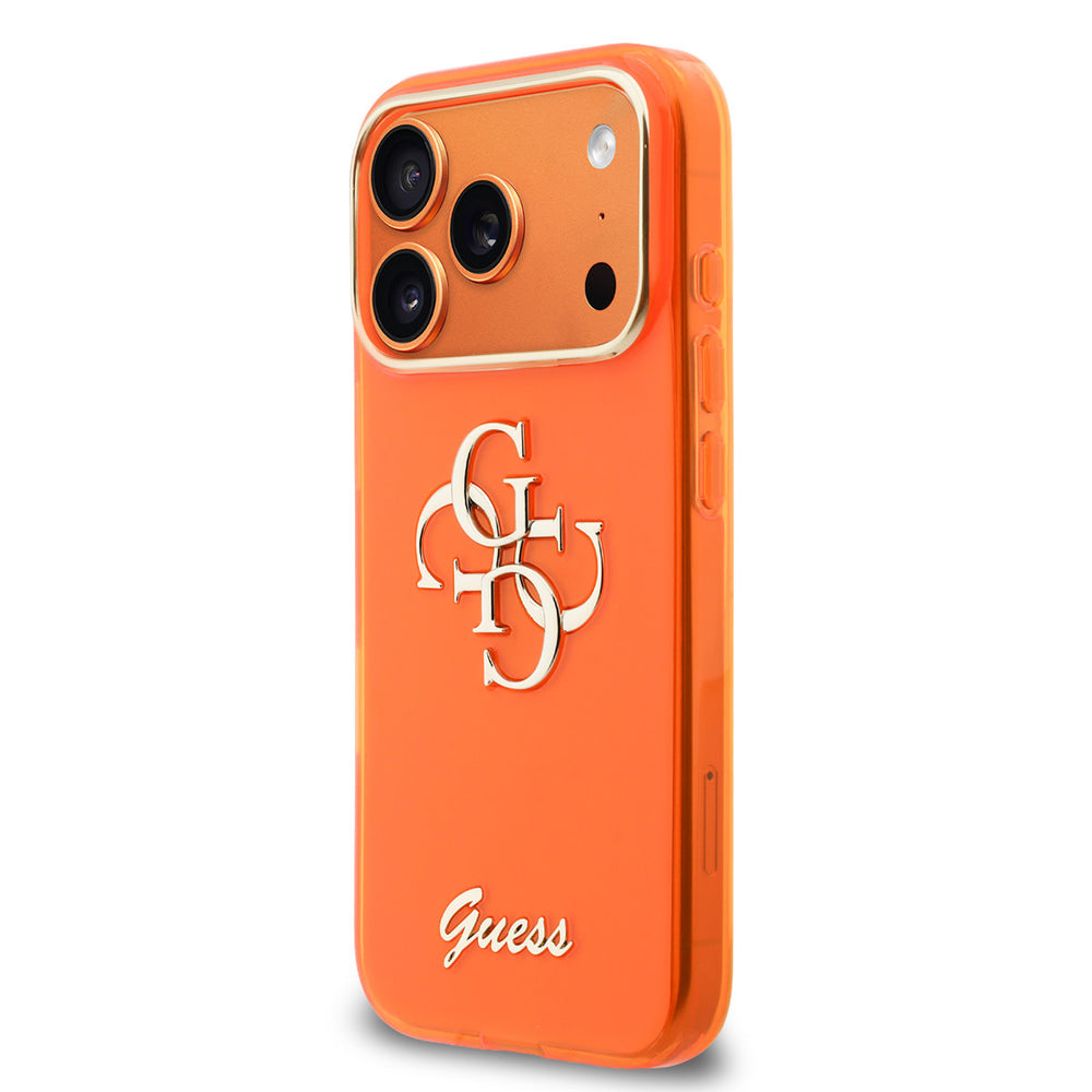 Guess iPhone 17 Pro Max Back Cover hoesje - 4G Script Metal Logo - Oranje-Hoesjes-Ilumina Benelux