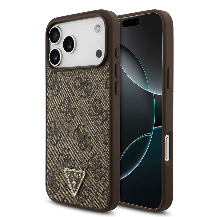Guess iPhone 17 Pro Max Back Cover hoesje - MagSafe - 4G Triangle Logo - Bruin-Hoesjes-Ilumina Benelux