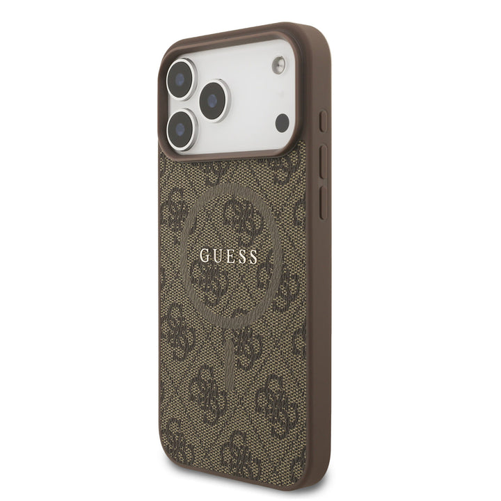 Guess iPhone 17 Pro Max Back Cover hoesje - Magsafe PU Leather - 4G Classic - Bruin-Hoesjes-Ilumina Benelux