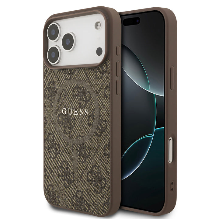 Guess iPhone 17 Pro Max Back Cover hoesje - Magsafe PU Leather - 4G Classic - Bruin-Hoesjes-Ilumina Benelux