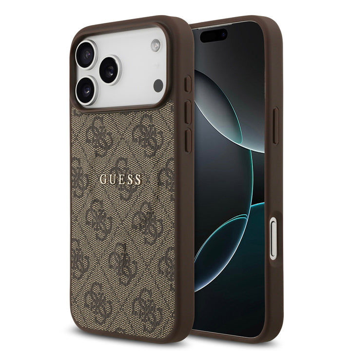 Guess iPhone 17 Pro Max Back Cover hoesje - Magsafe PU Leather - 4G Classic Logo - Bruin-Hoesjes-Ilumina Benelux