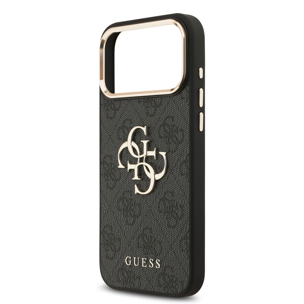Guess iPhone 17 Pro Max Backcover hoesje - 4G - Big Metal Logo - Gold Edge - Zwart-Hoesjes-Ilumina Benelux