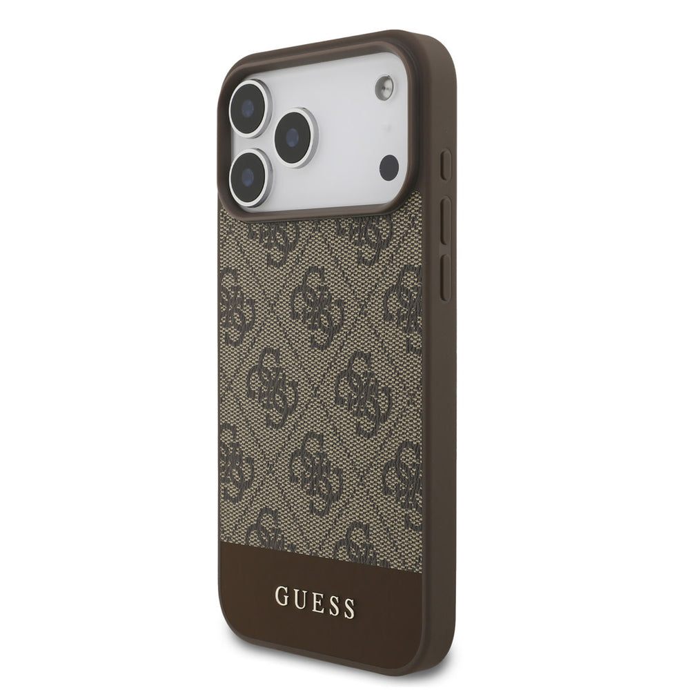 Guess iPhone 17 Pro Max Backcover hoesje - 4G Bottom Stripe - Bruin-Hoesjes-Ilumina Benelux