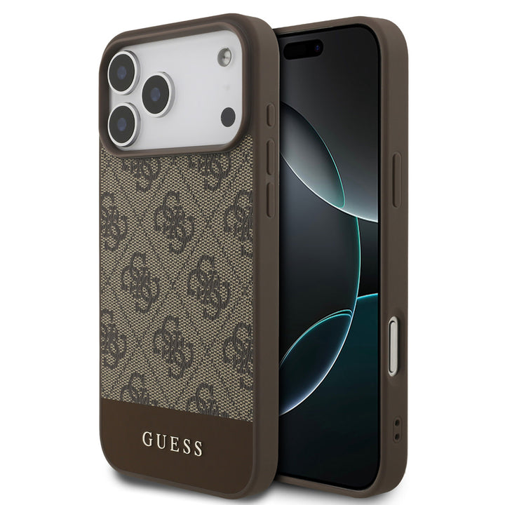 Guess iPhone 17 Pro Max Backcover hoesje - 4G Bottom Stripe - Bruin-Hoesjes-Ilumina Benelux