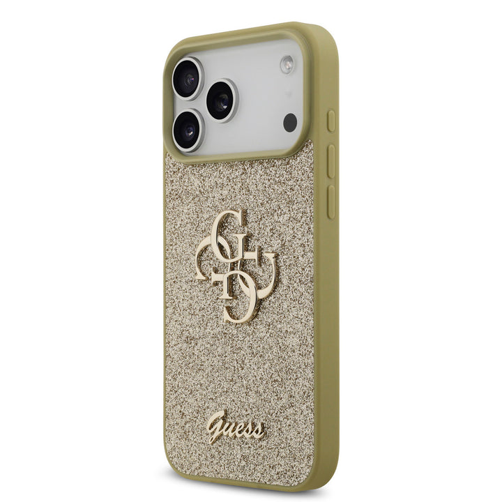 Guess iPhone 17 Pro Max Backcover hoesje - Big 4G - Fixed Glitter - Goud-Hoesjes-Ilumina Benelux