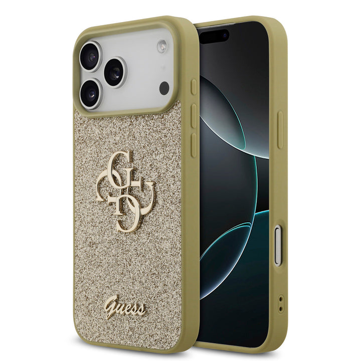 Guess iPhone 17 Pro Max Backcover hoesje - Big 4G - Fixed Glitter - Goud-Hoesjes-Ilumina Benelux