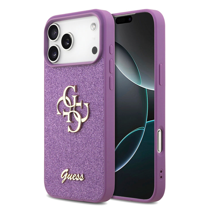 Guess iPhone 17 Pro Max Backcover hoesje - Big 4G - Fixed Glitter - Lila-Hoesjes-Ilumina Benelux