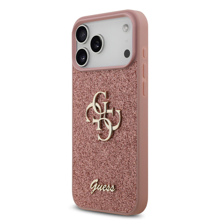 Guess iPhone 17 Pro Max Backcover hoesje - Big 4G - Fixed Glitter - Roze-Hoesjes-Ilumina Benelux
