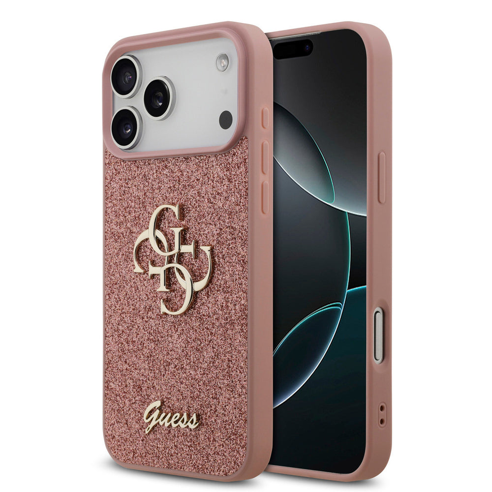 Guess iPhone 17 Pro Max Backcover hoesje - Big 4G - Fixed Glitter - Roze-Hoesjes-Ilumina Benelux