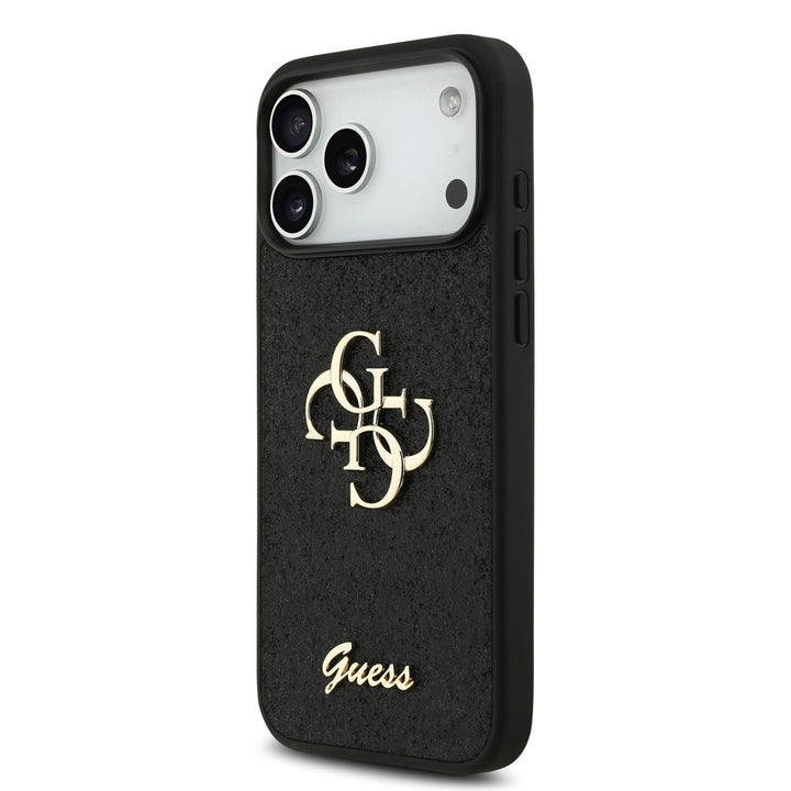 Guess iPhone 17 Pro Max Backcover hoesje - Big 4G - Fixed Glitter - Zwart,-Hoesjes-Ilumina Benelux