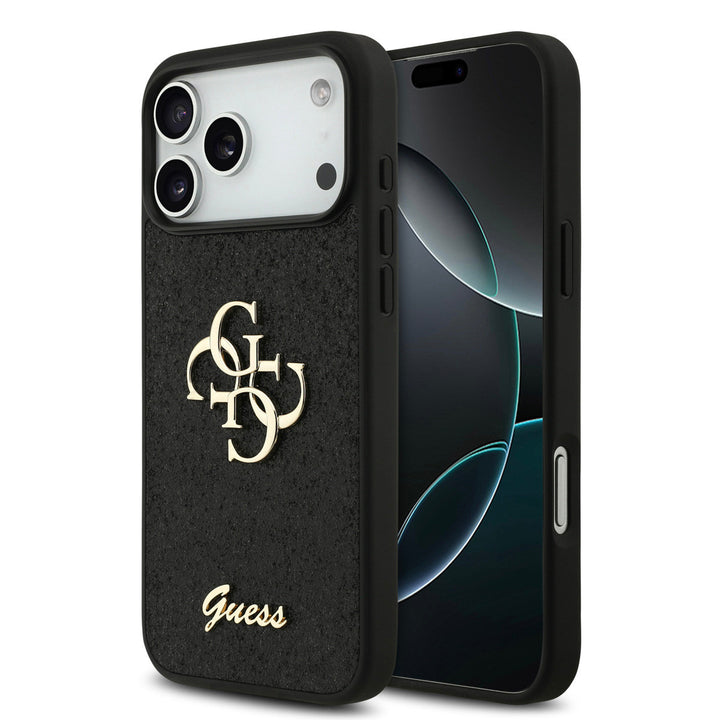 Guess iPhone 17 Pro Max Backcover hoesje - Big 4G - Fixed Glitter - Zwart,-Hoesjes-Ilumina Benelux