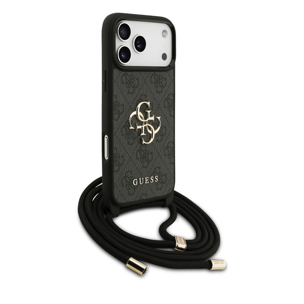 Guess iPhone 17 Pro Max Backcover hoesje - Crossbody 4G Big Logo - Cord Strap - Zwart-Hoesjes-Ilumina Benelux