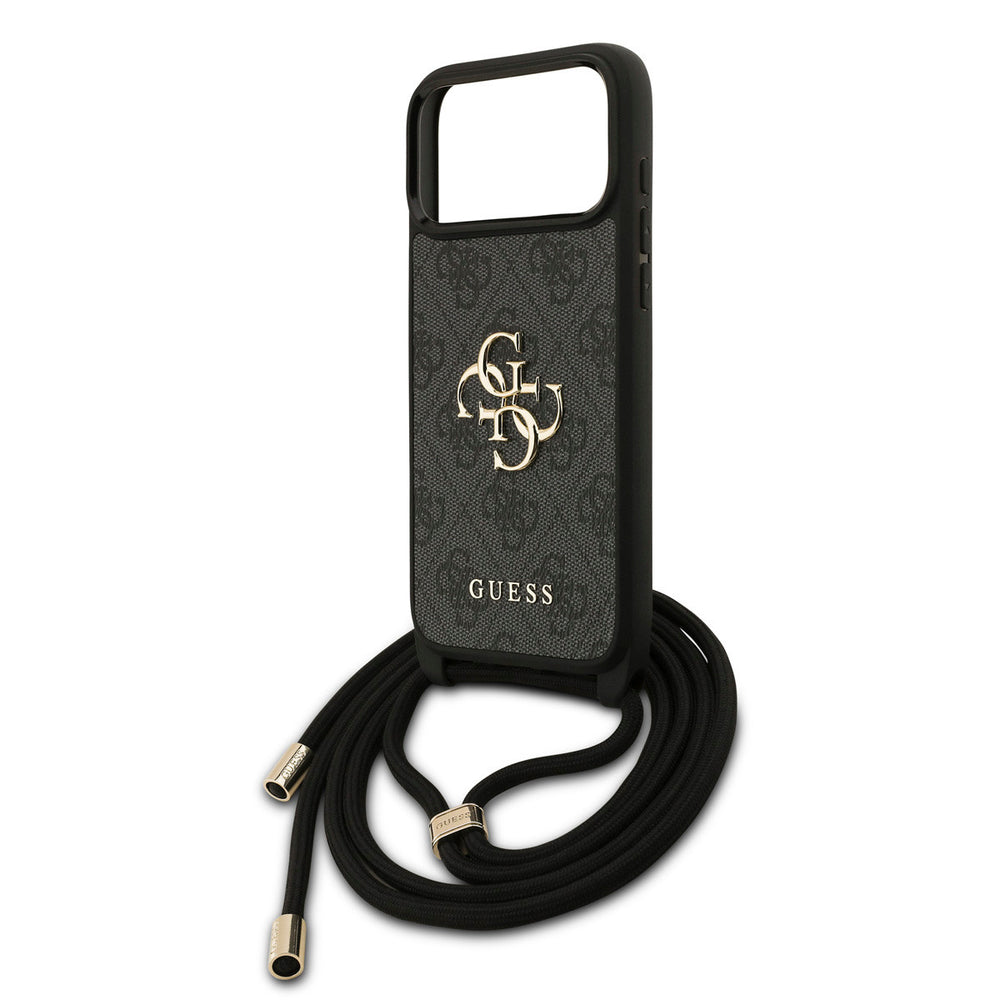 Guess iPhone 17 Pro Max Backcover hoesje - Crossbody 4G Big Logo - Cord Strap - Zwart-Hoesjes-Ilumina Benelux