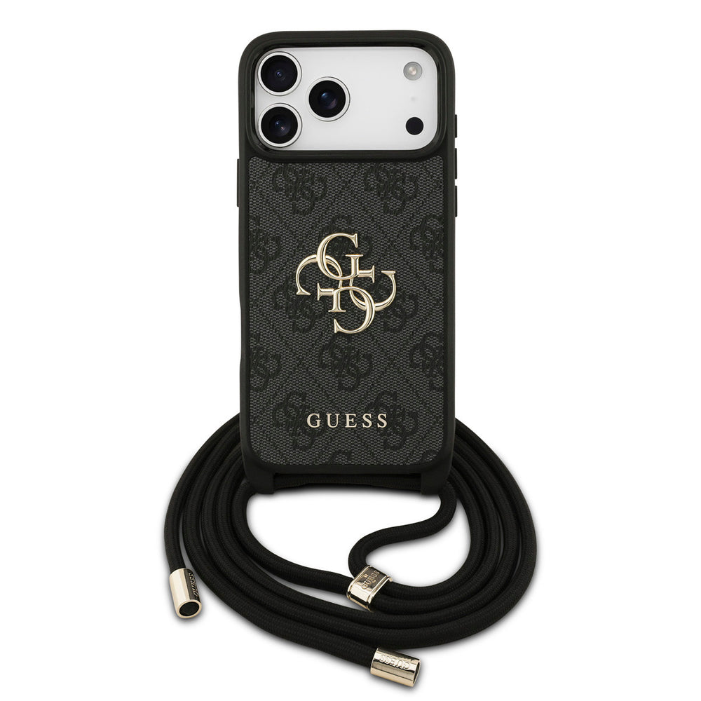 Guess iPhone 17 Pro Max Backcover hoesje - Crossbody 4G Big Logo - Cord Strap - Zwart-Hoesjes-Ilumina Benelux