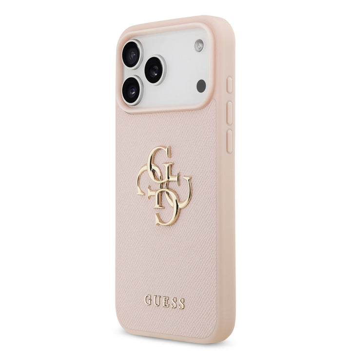 Guess iPhone 17 Pro Max Backcover hoesje - Grained - Big 4G Logo - Roze-Hoesjes-Ilumina Benelux