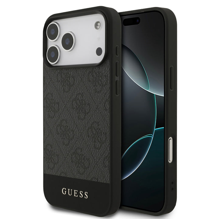 Guess iPhone 17 Pro Max Backcover hoesje - MagSafe - 4G Bottom Stripes - Grijs-Hoesjes-Ilumina Benelux