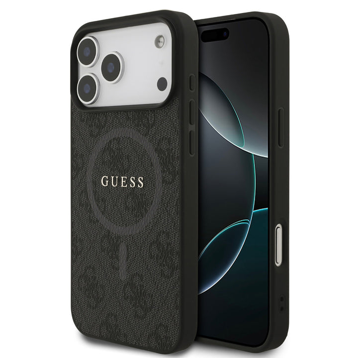 Guess iPhone 17 Pro Max Backcover hoesje - MagSafe - 4G Classic Metal Logo - Zwart-Hoesjes-Ilumina Benelux