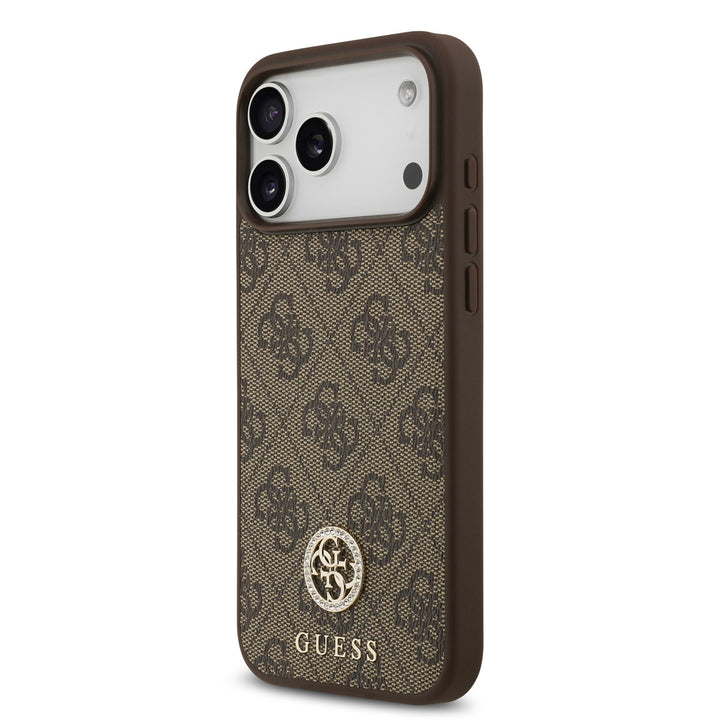 Guess iPhone 17 Pro Max Backcover hoesje - MagSafe - 4G Strass Logo - Bruin-Hoesjes-Ilumina Benelux