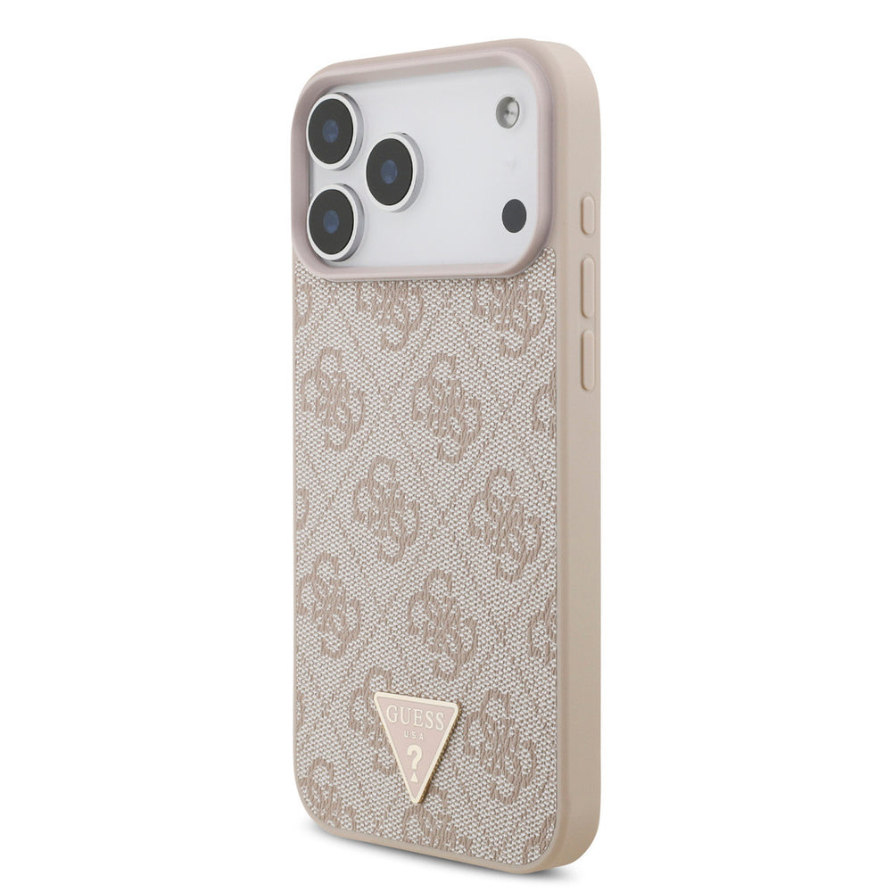 Guess iPhone 17 Pro Max Backcover hoesje - MagSafe - 4G Triangle Logo - Pearl Strap - Roze-Hoesjes-Ilumina Benelux