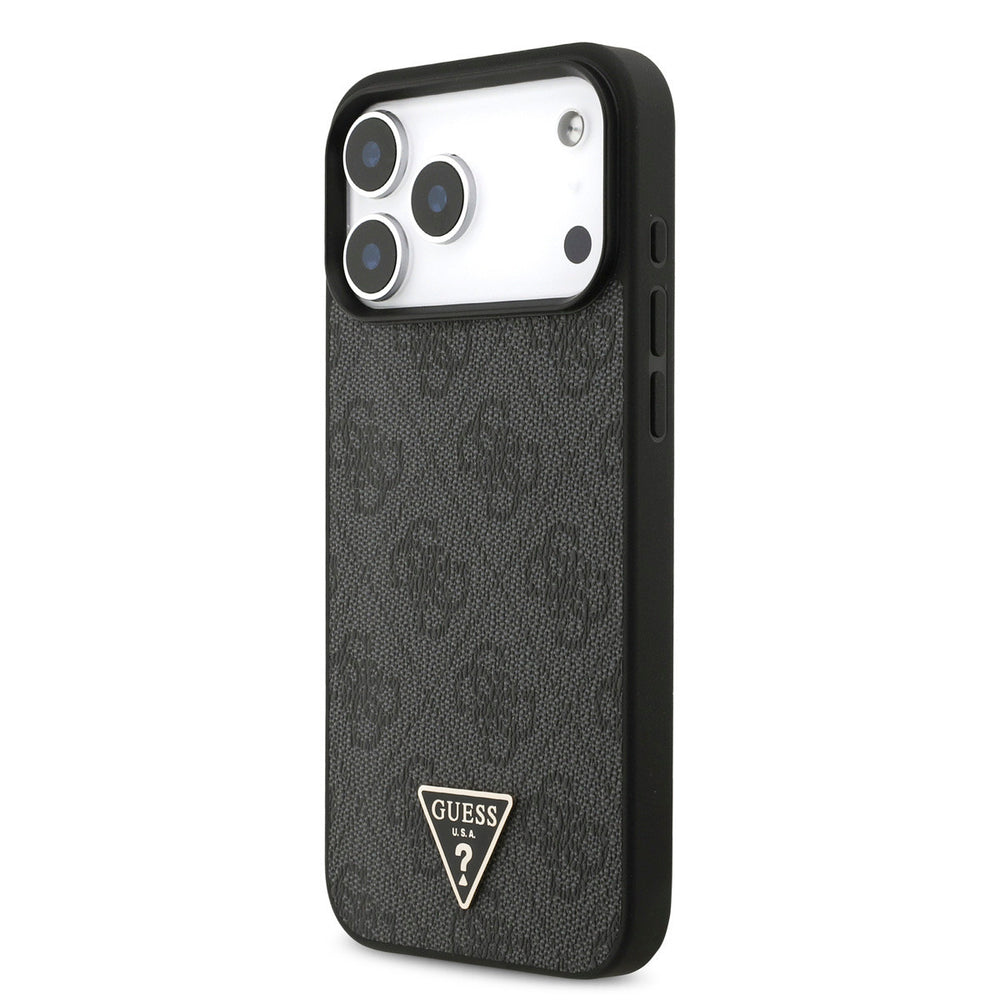 Guess iPhone 17 Pro Max Backcover hoesje - MagSafe - 4G Triangle Logo - Pearl Strap - Zwart-Hoesjes-Ilumina Benelux