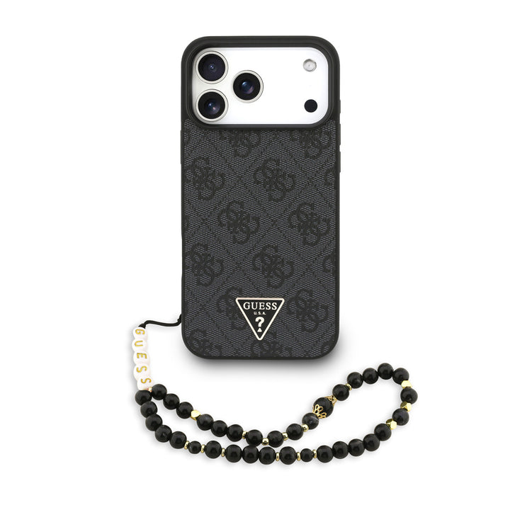 Guess iPhone 17 Pro Max Backcover hoesje - MagSafe - 4G Triangle Logo - Pearl Strap - Zwart-Hoesjes-Ilumina Benelux