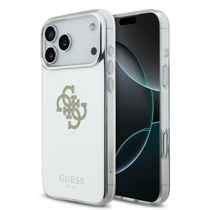 Guess iPhone 17 Pro Max Backcover hoesje - MagSafe - Mirror Case With Big 4G Glittern Logo - Goud-Hoesjes-Ilumina Benelux