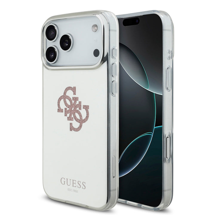 Guess iPhone 17 Pro Max Backcover hoesje - MagSafe - Mirror Case With Big 4G Glittern Logo - Roze-Hoesjes-Ilumina Benelux