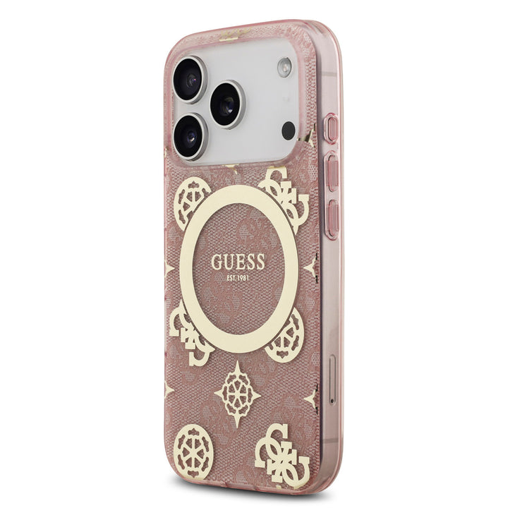 Guess iPhone 17 Pro Max Backcover hoesje - MagSafe - Peony on 4G Background - Roze-Hoesjes-Ilumina Benelux
