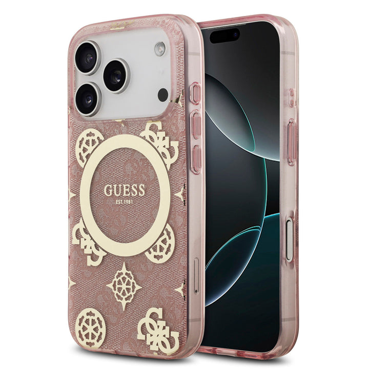 Guess iPhone 17 Pro Max Backcover hoesje - MagSafe - Peony on 4G Background - Roze-Hoesjes-Ilumina Benelux