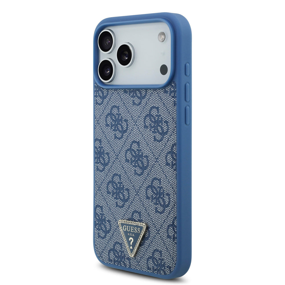 Guess iPhone 17 Pro Max Backcover hoesje - MagSafe With Crossbody Lanyard - 4G Triangle Logo - Blauw-Hoesjes-Ilumina Benelux