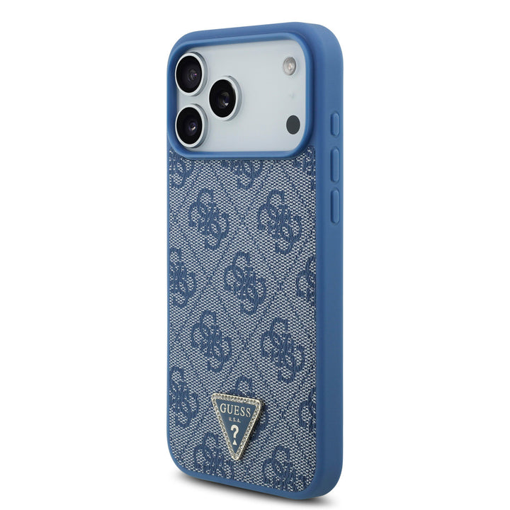 Guess iPhone 17 Pro Max Backcover hoesje - MagSafe With Crossbody Lanyard - 4G Triangle Logo - Blauw-Hoesjes-Ilumina Benelux