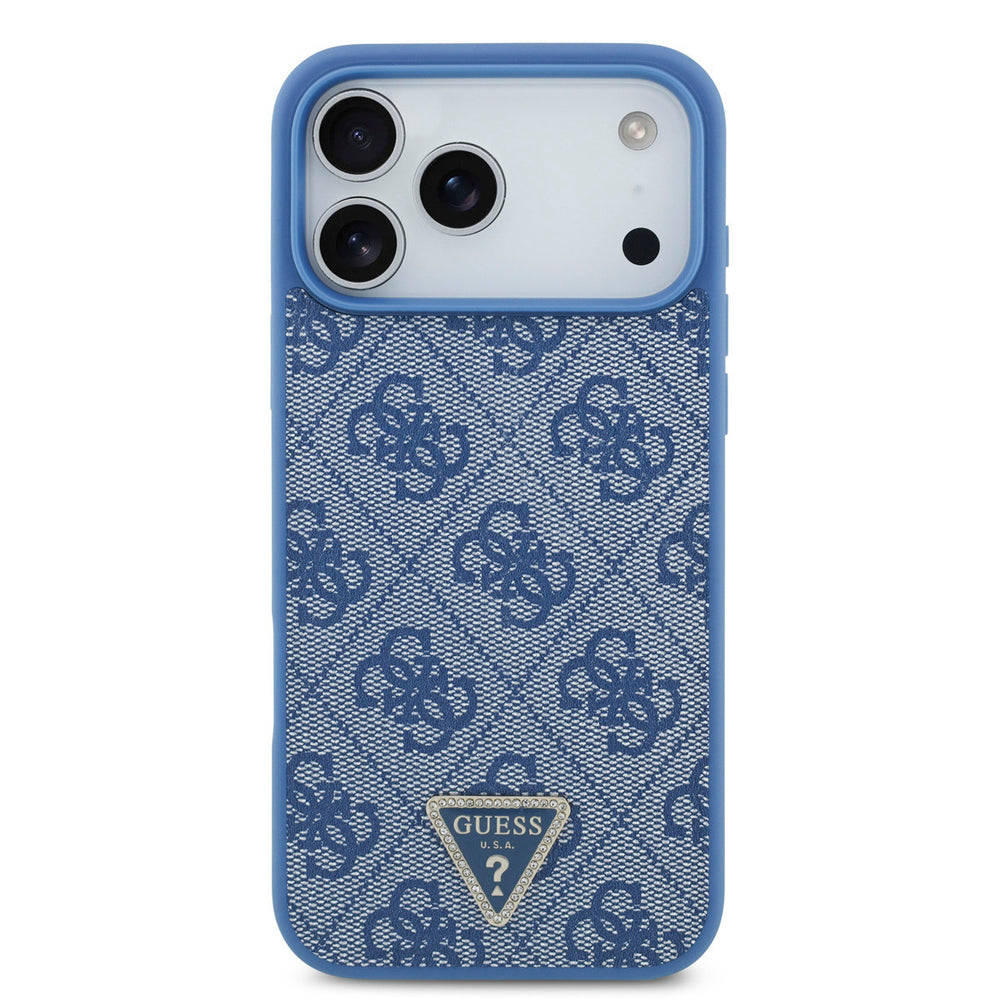 Guess iPhone 17 Pro Max Backcover hoesje - MagSafe With Crossbody Lanyard - 4G Triangle Logo - Blauw-Hoesjes-Ilumina Benelux