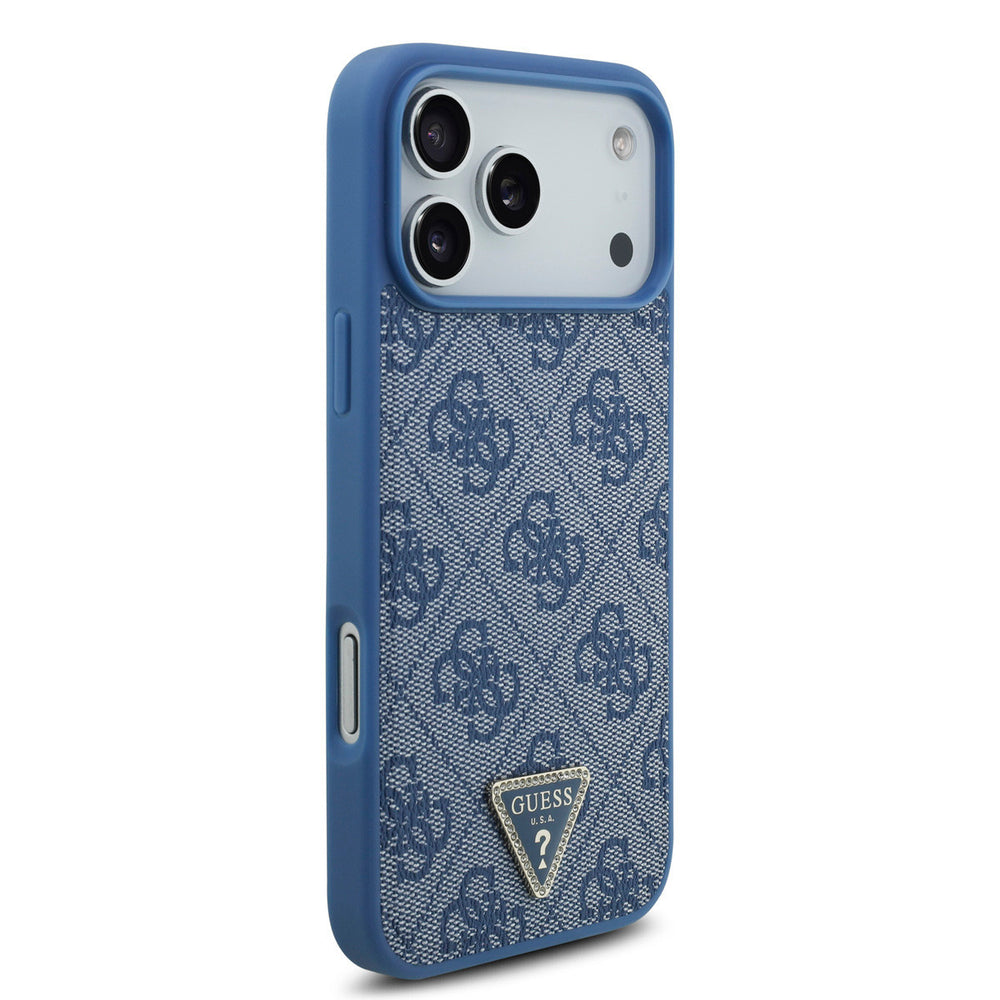 Guess iPhone 17 Pro Max Backcover hoesje - MagSafe With Crossbody Lanyard - 4G Triangle Logo - Blauw-Hoesjes-Ilumina Benelux